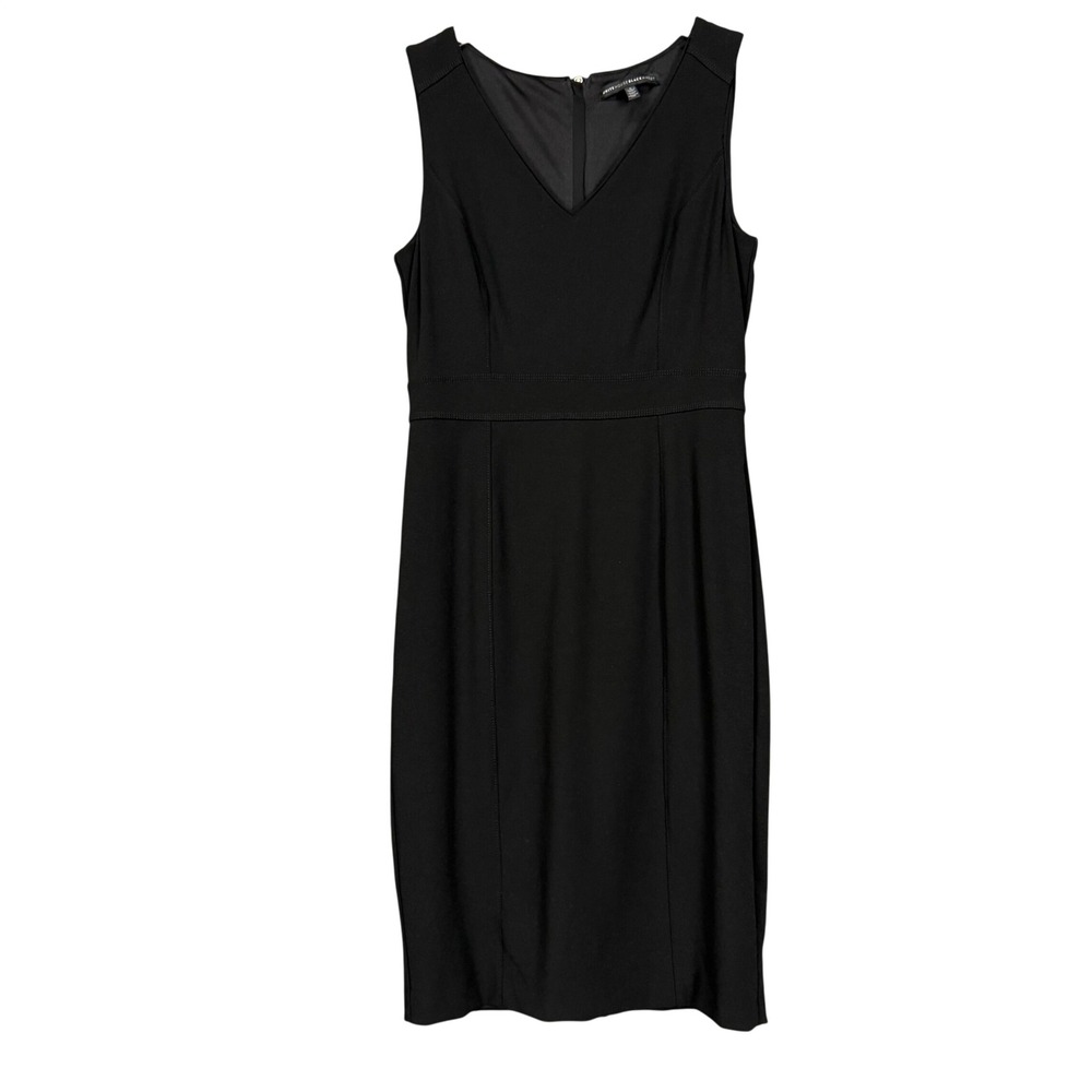 WHBM Sheath‎ Dress Women 8 Black V-Neck Sleeveless Workwear LBD Lined Stretch